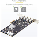 StarTech.com 4-Port USB 3.2 PCIe Card, 10Gbps, PCI Express