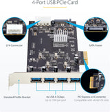 Carte PCIe USB 4 ports StarTech.com, USB 3.2 5 Gbit/s, carte PCI Express avec