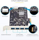 StarTech.com 4-Port USB PCIe Card, USB 3.2 5Gbps, PCI Express Card wit