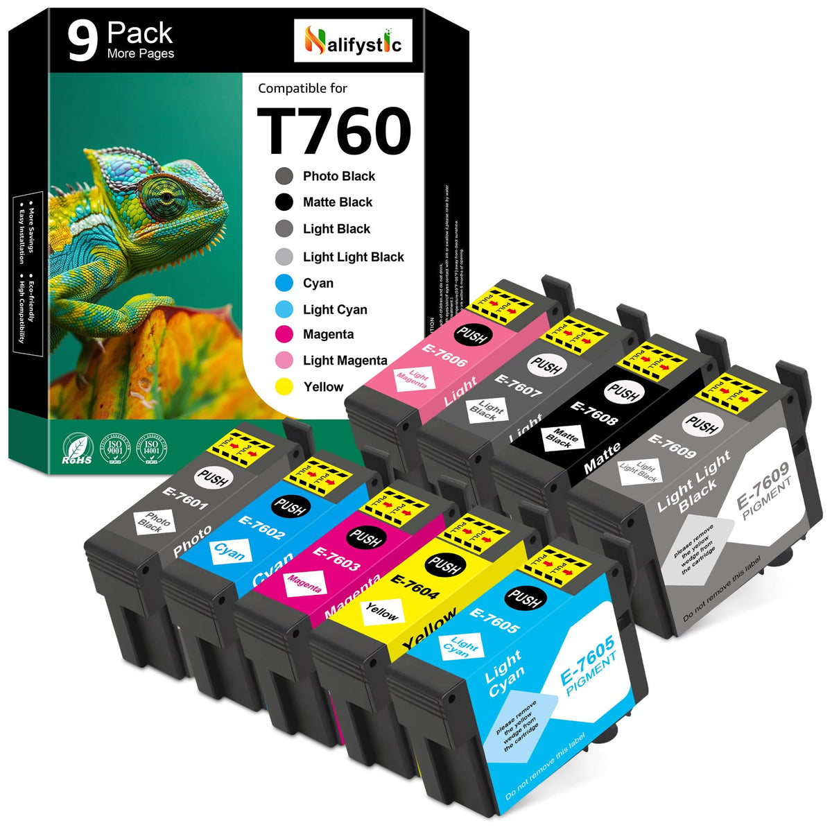 Remanufactured T760 760 Ink Cartridges for SureColor P600 Printer, 9 P