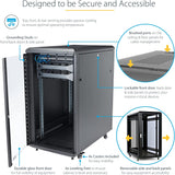 Startech RK2236BKF 22U 36IN Server Rack Cabinet Glass Door