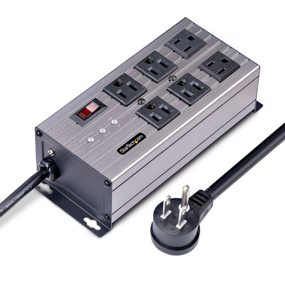 StarTech.com Flat Plug 6-Outlet Heavy Duty Industrial Power Strip 125V