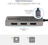 Startech USB C Multiport Adapter Dual Monitor 2x4K DP PD
