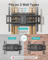 Pegzone Full Motion TV Wall Mount for 43-100 Inch TVs up to 176lbs, 25