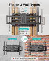 Pegzone Full Motion TV Wall Mount for 43-100 Inch TVs up to 176lbs, 25