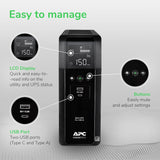 APC UPS 1500VA/900W Pure Sine Wave UPS for Computer, Electronics, BR15