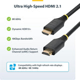Câble HDMI ultra haute vitesse certifié StarTech de 1,8 m (6 pi), 8K 60 Hz/4K 120 Hz, câble HDMI 2.1 avec HDR10+/eARC, 48 Gbit/s, cordon HDMI 8K pour moniteur/TV