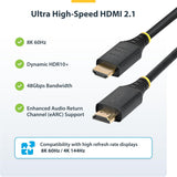 Câble HDMI ultra haute vitesse certifié StarTech de 1,8 m (6 pi), 8K 60 Hz/4K 120 Hz, câble HDMI 2.1 avec HDR10+/eARC, 48 Gbit/s, cordon HDMI 8K pour moniteur/TV