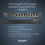 NETGEAR 8-Port Gigabit Ethernet Unmanaged PoE+ Switch (GS308PP) - with