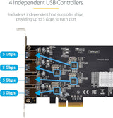 StarTech.com 4-Port USB PCIe Card, USB 3.2 5Gbps, PCI Express Card wit