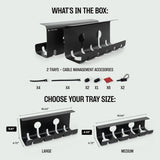 STARTECH 2-PACK UNDER DESK CABLE MANAGEMENT TRAY, 42IN LONG (21IN PER TRAY), METAL SLOTTED STYLE CABLE ORGANIZER, SCREW-ON INSTALL, POWER BAR HOLDER,