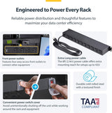 StarTech.com 16-Outlet Horizontal Rack Mount Metered PDU, 1U Server Po