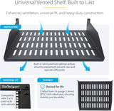 StarTech.com 2U Vented Server Rack Shelf, 16in/41.5cm Mounting Depth,