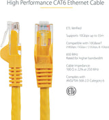 StarTech 50ft CAT6 Ethernet Cable - Yellow CAT 6 Gigabit Ethernet Wire