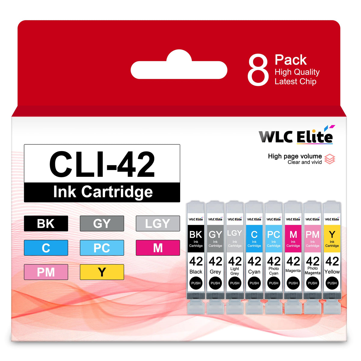 CLI-42 Ink Cartridges 8 Pack High Yield Replacement for Canon CLI 42 P