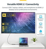 Adaptateur StarTech USB-C vers HDMI, 8K 60HZ / 4K 120HZ, compatible Thunderbolt / USB4, convertisseur USB C vers HDMI 2.1, HDR10+, câble de 20 cm (7,9 po)