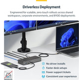 STATION D'ACCUEIL USB-C STARTECH POUR DEUX ÉCRANS, DISPLAYPORT, 4K 60HZ, CHARGEMENT POUR ORDINATEUR PORTABLE 100W, 1GBE, SANS PILOTE, STATION D'ACCUEIL MULTI-ÉCRANS POUR WINDOWS