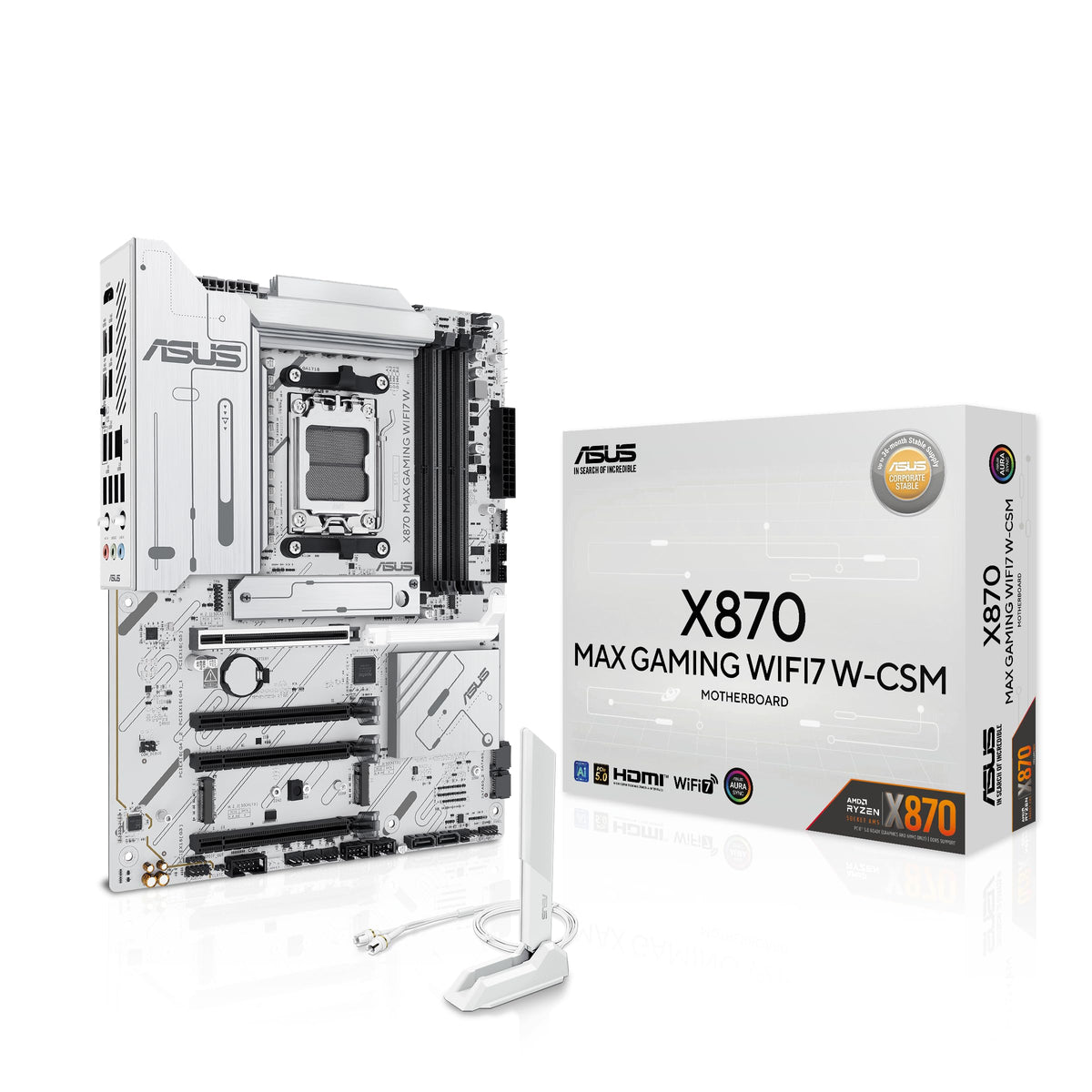 ASUS X870 MAX GAMING WIFI7 W AMD AM5 ATX Motherboard, 8-layer White PC