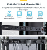 StarTech.com 12-Outlet Rackmount PDU, 1U Server Power Strip, Wide-Spac