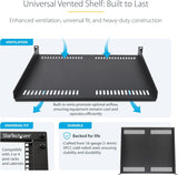 StarTech.com 1U Vented Server Rack Shelf, 16in (40cm) Mounting Depth,