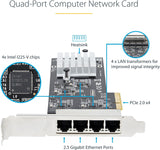 Carte réseau PCIe StarTech.com à 4 ports 2,5 Gb/s NBASE-T, Intel I225-V, Q