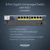 Netgear GS108PP 8-Port Poe+ Gigabit Ethernet Switch
