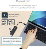 StarTech.com 4-Port USB-C Hub, USB 3.0 (5Gbps), USB-C to 4X USB-A, Bus