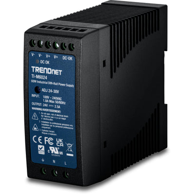 TRENDnet 60W, 24V DC, 2.5A AC to DC DIN-Rail Power Supply, Universal A