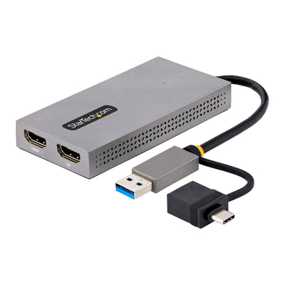 StarTech USB to Dual HDMI Adapter, USB A/C to 2X HDMI Displays (1X 4K30HZ, 1X 1080P), 4.3IN/11CM Cable, USB 3.0 to HDMI Display Adapter