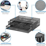 MOUNT-IT! Mesh Computer Monitor Stand Riser [Metal] Desk Organizer wit