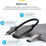 Adaptateur StarTech USB-C vers HDMI, 8K 60HZ / 4K 120HZ, compatible Thunderbolt / USB4, convertisseur USB C vers HDMI 2.1, HDR10+, câble de 20 cm (7,9 po)