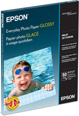 Epson Glossy Photo Paper 52 lbs., Glossy, 8-1/2 x 11, Pack of 50 Sheet