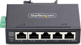 StarTech 5-PORT Unmanaged Industrial Network Switch, 100/1000 Ethernet, DIN RAIL/Wall-Mountable, Rugged IP30 Gigabit Switch, -40F-167F