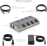 StarTech 4 Port Self-Powered USB C Hub with Individual On/Off Switches