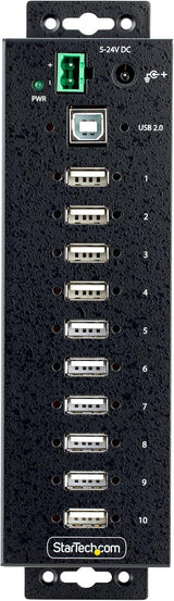 StarTech.com 10-Port Industrial USB 2.0 Hub, Rugged USB Hub w/ESD Leve