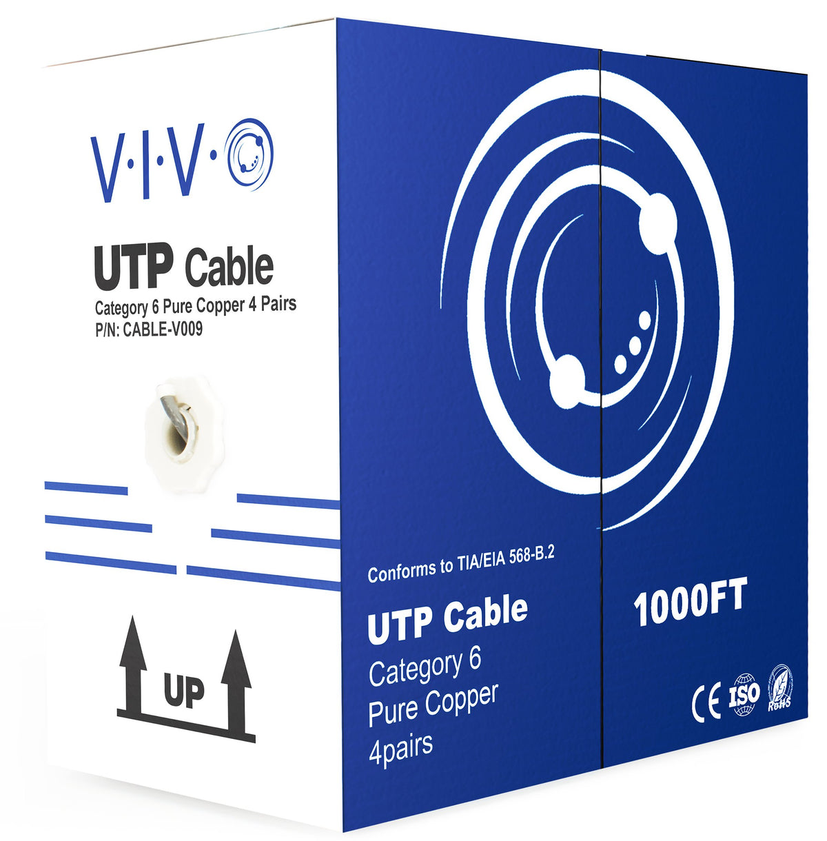 VIVO 1000ft Bulk Cat6 Wire, Full Copper Ethernet Cable, 23 AWG, UTP Pu