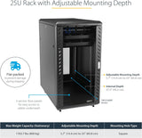 Startech RK2536BKF 25U Knock-Down Server Rack 36in Cabinet