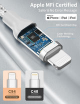 Câble USB C vers Lightning 3 pieds, lot de 2 [Certifié MFI] USB-C vers Ligh pour Apple
