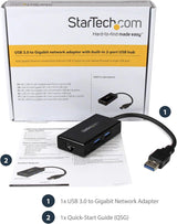 StarTech.com USB 3.0 to Gigabit Network Adapter with Built-In 2-Port H