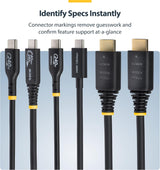 STARTECH 6FT (1.8M) ACTIVE USB4 CABLE, 40GBPS, 240W PD, 8K 60HZ/4K 240HZ DP2.1 DP40, THUNDERBOLT 4 COMPATIBLE USB-C CABLE - BLACK USB-C CORD