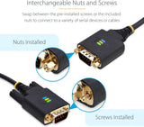 StarTech 6.6FT (2M) USB to Serial Adapter Cable, COM Retention, Interchangeable Screws/NUTS, USB-A to DB9 RS232, FTDI IC, ESD Protection