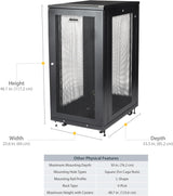 StarTech 24U Enterprise-Grade Server Rack Cabinet Kit, 19in Enclosed 4