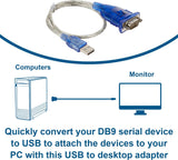 C2G 26886 USB to DB9 Serial RS232 Adapter Cable, Blue (1.5 Feet, 0.45