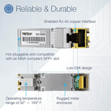TRENDnet 10G RJ-45 Copper SFP+ Module, Convert A Standard SFP+ Slot In