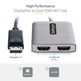 StarTech.com DP to Dual HDMI MST HUB - Dual HDMI 4K 60Hz - DisplayPort