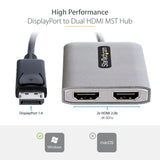 StarTech.com DP to Dual HDMI MST HUB - Dual HDMI 4K 60Hz - DisplayPort