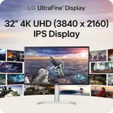 LG Ultrafine 32UP83AK-W 32” 4K UHD Monitor, VESA DisplayHDR 400, IPS P