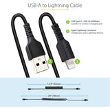 StarTech.com 50cm (20in) USB to Lightning Cable, MFi Certified, Coiled
