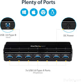 StarTech.com 7 Port USB 3.0 Hub - Desktop USB Hub with Power Adapter -