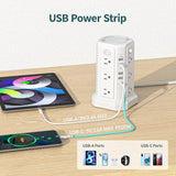 PASSUS Tower Power Bar with Surge Protector,10 FT Long Extension Cord
